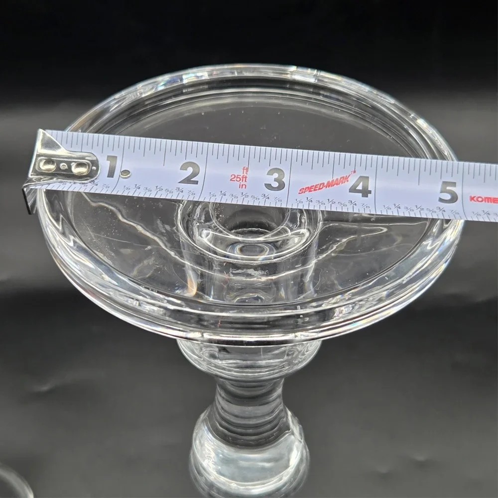 LARGE K&K Clear Glass Candle Holders  13.5